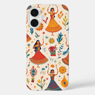 Dandiya Nights Seamless Pattern – Indian Festival  iPhone 16 Case