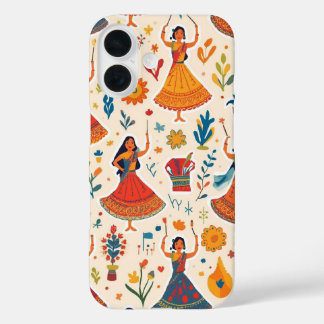 Dandiya Nights Seamless Pattern – Indian Festival iPhone 16 Case