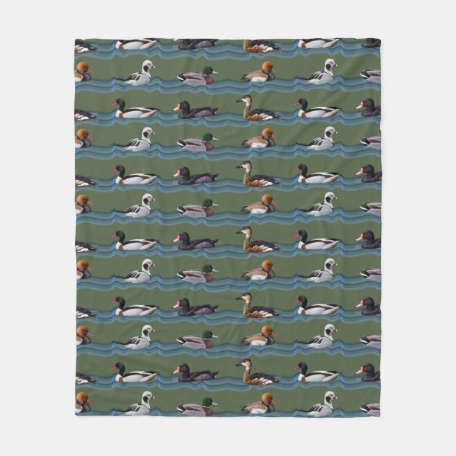 Dandy Ducks Fleece Blanket (Green) (Front)