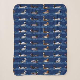 Dandy Ducks Sherpa Blanket (Navy)
