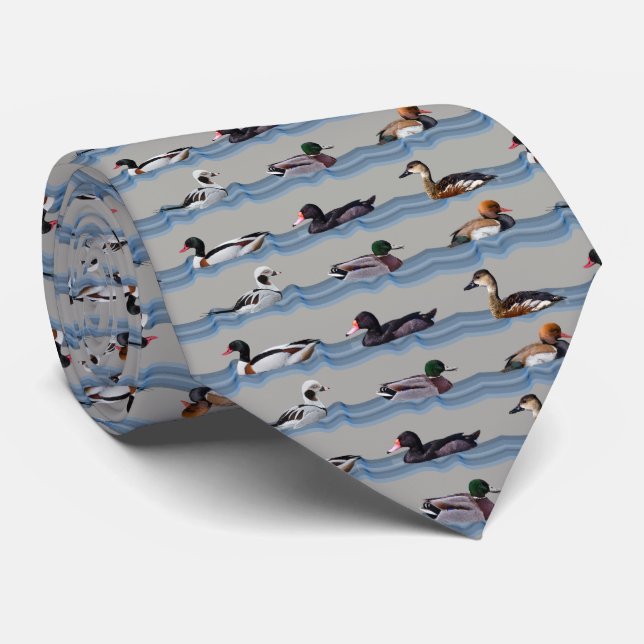 Dandy Ducks Tie Double Sided Print (Grey) (Rolled)