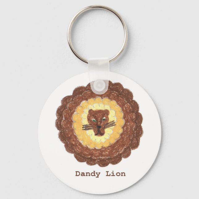 Dandy Lion Design and words on keychain (Front)