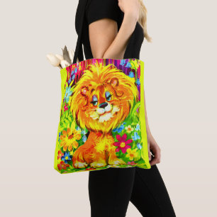 dandy lion print tote bag