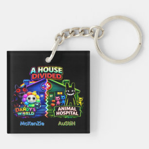 Dandy’s World vs Animal Hospital Neon Key Ring