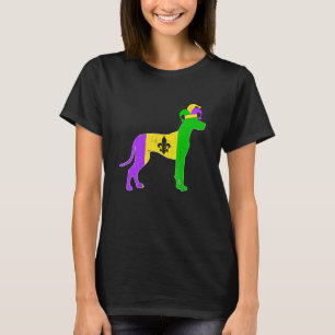 Dane Dog Mardi Gras Carnivals Funny Puppy Jester T-Shirt