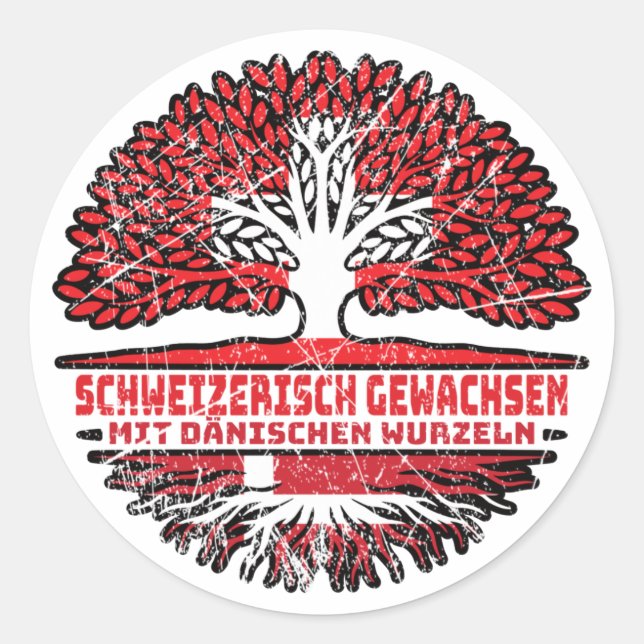Dänemark Dänisch Schweizer Schweiz Baum Wurzel Classic Round Sticker (Front)