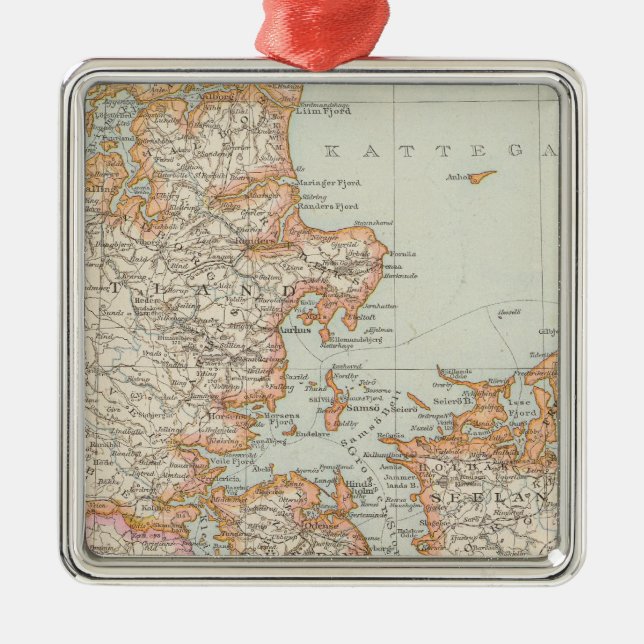 Danemark - Denmark Map Metal Tree Decoration (Front)