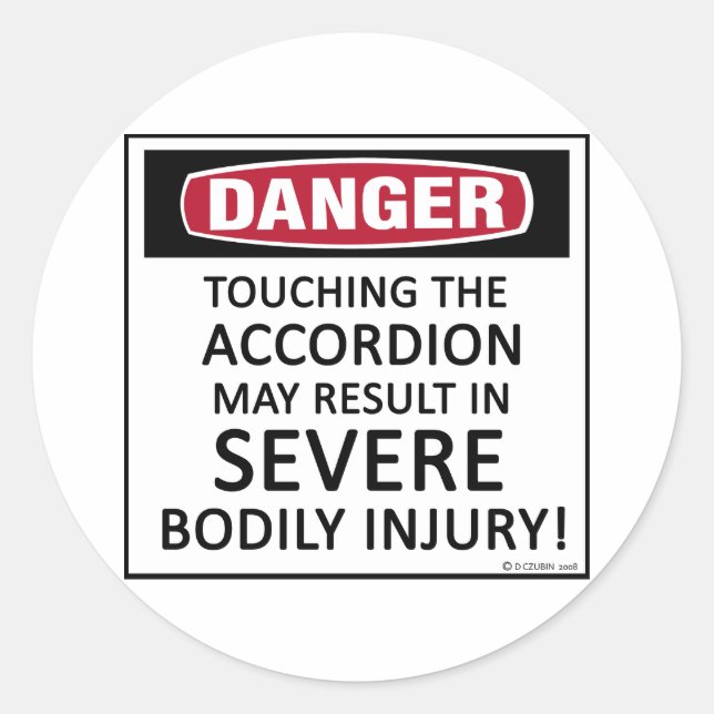 Danger Accordion Classic Round Sticker (Front)