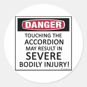 Danger Accordion Classic Round Sticker