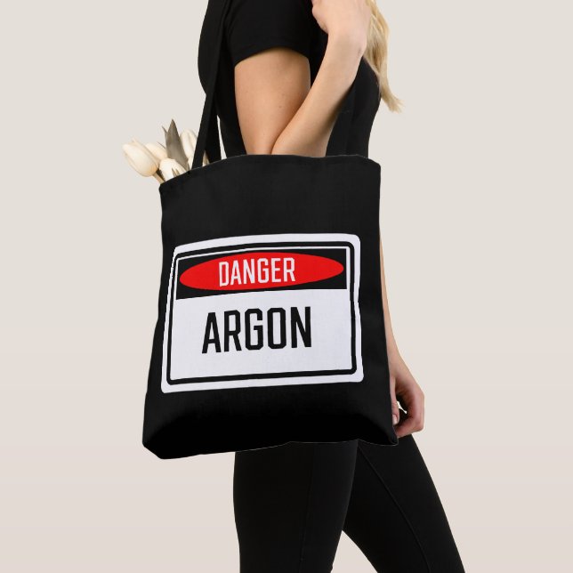 Danger Argon Sign Tote Bag (Close Up)