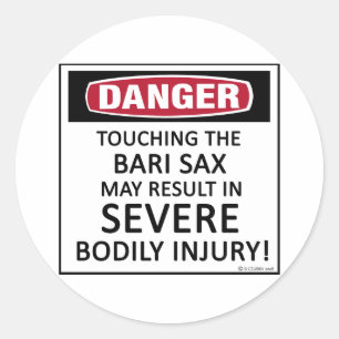Danger Bari Sax Classic Round Sticker