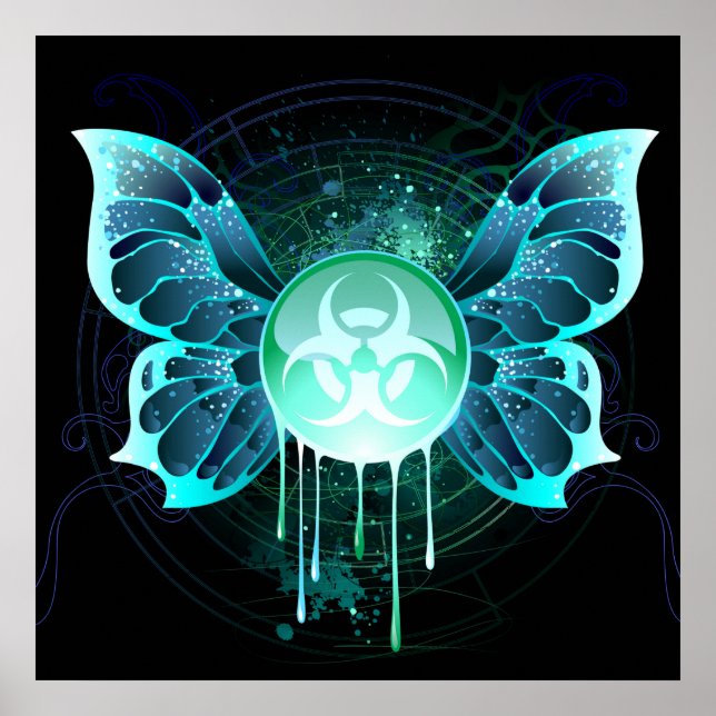 Danger Biohazard Butterfly Hazard Warning Poster (Front)