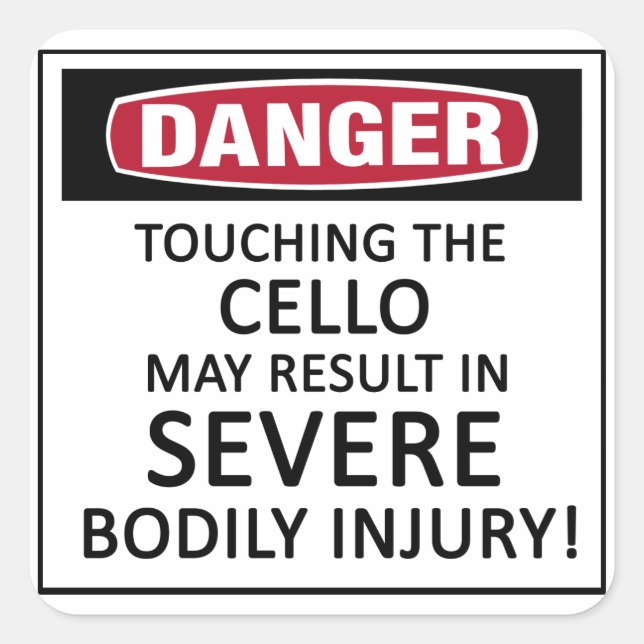 Danger Cello Square Sticker (Front)