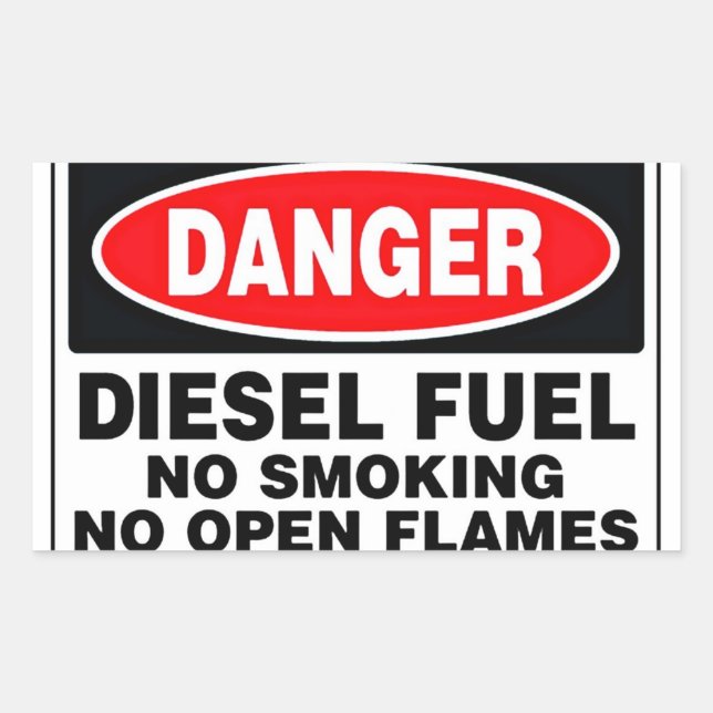 Danger Diesel Fuel Sign Rectangular Sticker (Front)