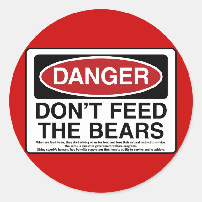 DANGER: Don't Feed the Bears Classic Round Sticker (Front)