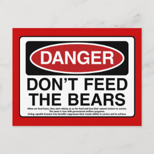 DANGER: Don't Feed the Bears Postcard