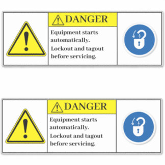 Danger Equipment Starts Automatically Label