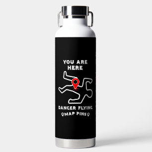 Danger Flying Map Pins Water Bottle