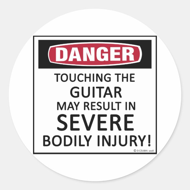 Danger Guitar Classic Round Sticker (Front)