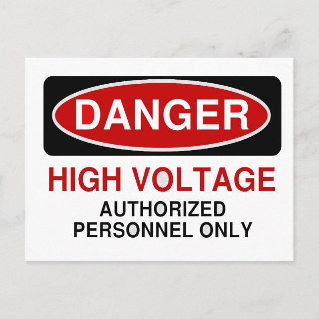 Danger High Voltage Postcard (Front)