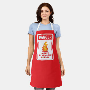 Danger Highly Flammable Person Apron