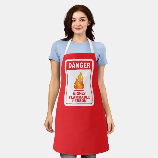 Danger Highly Flammable Person Apron (Worn)
