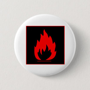 Danger Highly Flammable Warning Sign Chemical Burn 6 Cm Round Badge