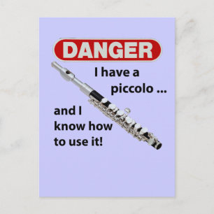DANGER! I have a piccolo ... Postcard