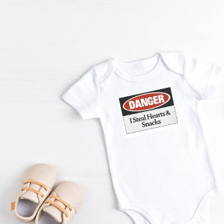 Danger I steal Hearts & Snacks Baby Bodysuit