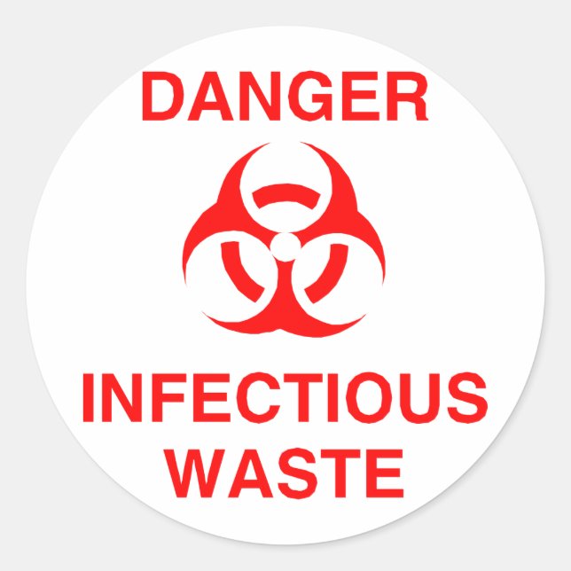 Danger Infectious Waste Classic Round Sticker (Front)