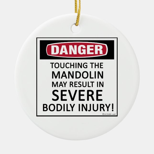 Danger Mandolin Ceramic Tree Decoration (Front)