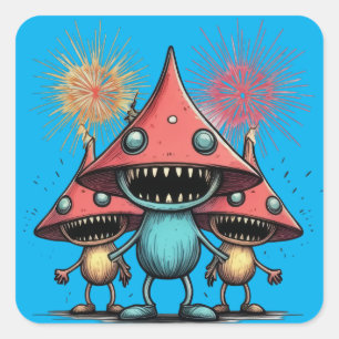 Danger Mushrooms Square Sticker