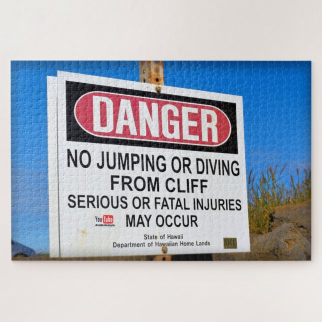 DANGER - NO CLIFF DIVING - HAWAII 20x30 - 1014 pc Jigsaw Puzzle (Horizontal)