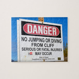 Danger - No Cliff Diving - Hawaii - 8x10 - 110 pc Jigsaw Puzzle