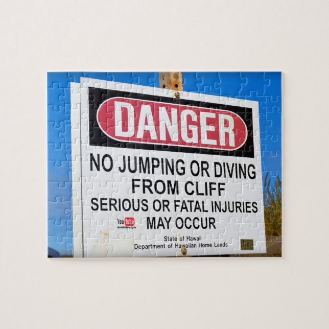 Danger - No Cliff Diving - Hawaii - 8x10 - 110 pc Jigsaw Puzzle (Horizontal)