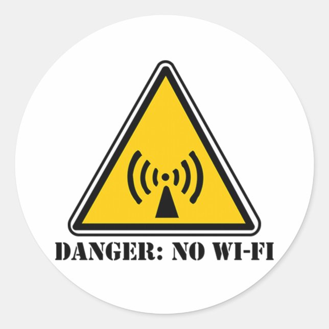 Danger No Wi-Fi Sign Classic Round Sticker (Front)