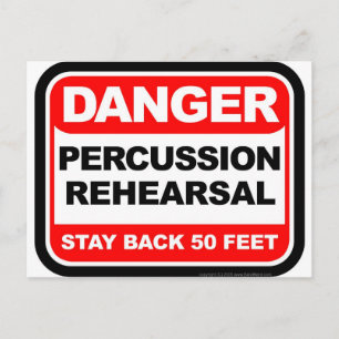 Danger Percussion Rehearsal Postcard