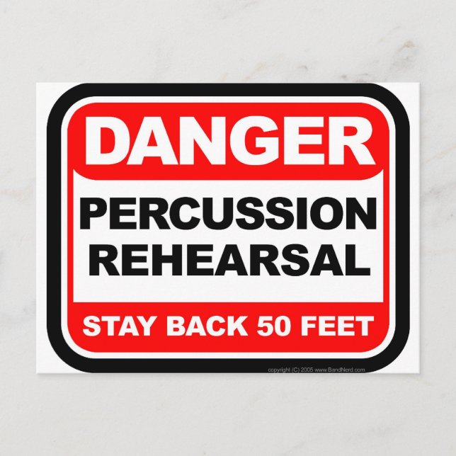 Danger Percussion Rehearsal Postcard (Front)