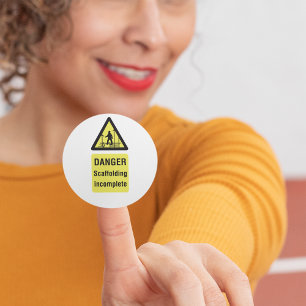 Danger Scaffolding Incomplete Sign Classic Round Sticker