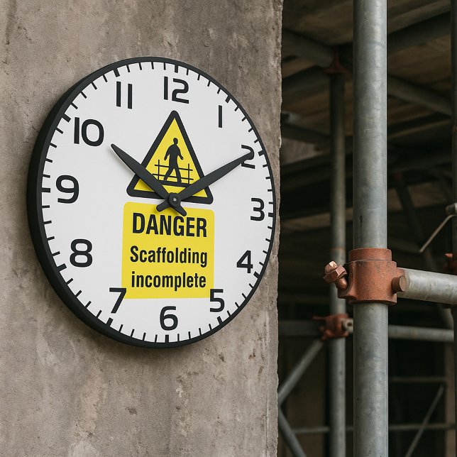 Danger Scaffolding Incomplete Site Warning Large Clock (Creator Uploaded)