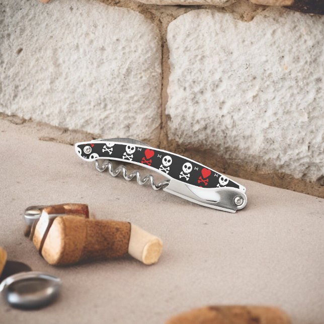 Danger Scary Skulls Pattern Corkscrew (Corkscrew Bottle Opener)