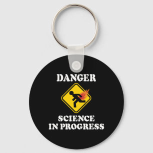 Danger Science in Progress - Flaming Fart Humour Key Ring