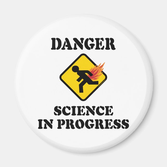 Danger Science in Progress - Flaming Fart Humour Magnet (Front)