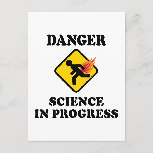 Danger Science in Progress - Flaming Fart Humour Postcard (Front)
