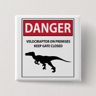 Danger Sign (Raptors) 15 Cm Square Badge