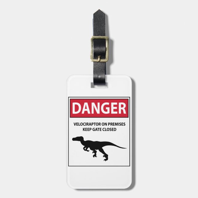 Danger Sign (Raptors) Luggage Tag (Front Vertical)