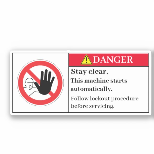 Danger Stay Clear Label (Front)