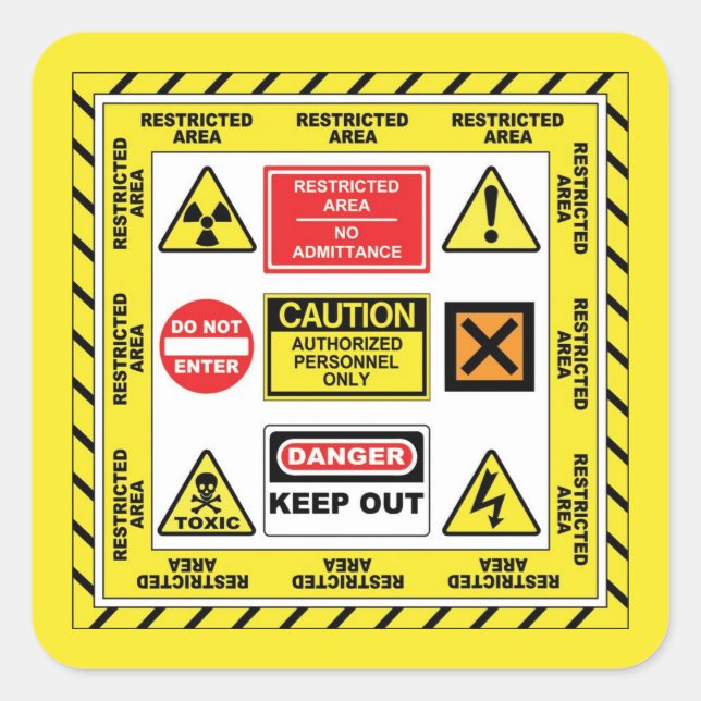 DANGER & WARNING SIGNS lz_02 square sticker (Front)