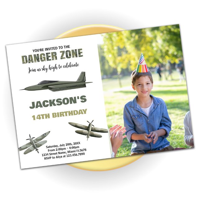 Danger Zone Fighter Jet Birthday Invitations photo (Danger Zone Fighter Jet Birthday Invitations photo)