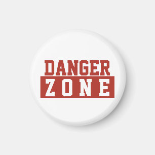 Danger Zone / Minimalist Modern Plain Red White Magnet